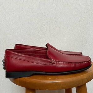Tommy Bahama Red Leather Driving Loafer Size 9.5 Made In Italy Preppy
